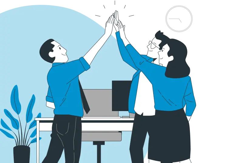 Team celebrating with high five